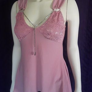 Pink lace & Chain Top